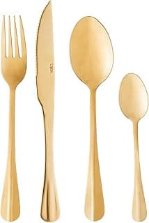 Conjunto de talheres dourados LYOR Positano, 24 peças, faqueiro de aço inox, mesa posta, utensílios de cozinha