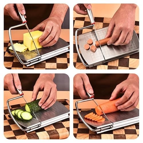 Fatiador manual de queijo e frios multifuncional prateado cortando queijo, salsicha e cenoura