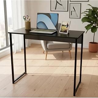 Escrivaninha Dobrável Industrial Mesa para Notebook Home Office Estudo Multiuso Resistente(Preta - fixa)