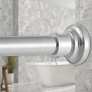 Haste de cortina de chuveiro prateada ajustável, aço inoxidável, para banheiro, 76-223 cm