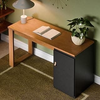 Mesa Escrivaninha Amadeirada com Compartimento Lateral MDF MDP para Home Office Estudo Escritório (Canela Preto)