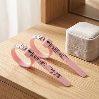 Generic 2 peças de ferramenta de medição de tamanho de anel fita portátil de tamanho de dedo para medição precisa do anel tabela de tamanhos dos EUA Reino Unido incluída (rosa)