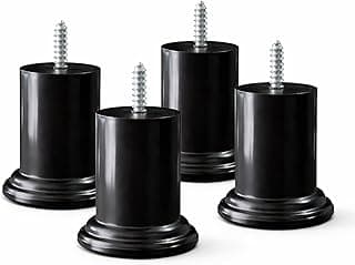 Pés Para Sofá e Moveis em Geral com 6cm de Altura na Cor Preto Kit com 4 unidades