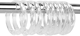 Anéis de cortina de chuveiro de plástico em C para banheiro, gancho para pendurar com presilha para banheiro, vara de janela para chuveiro, conjunto de 24, O-shape(clear), 6*6*8.5