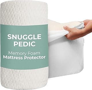 Protetor de colchão de espuma viscoelástica Snuggle Pedic, memória de espuma, protetor de colchão branco e verde