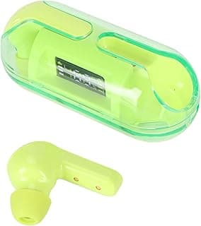 Fones de ouvido neon verde com estojo transparente