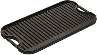 Chapa de ferro fundido preta Lodge Pro-Grid 50 x 26 cm para fogão, forno, churrasqueira e fogueira