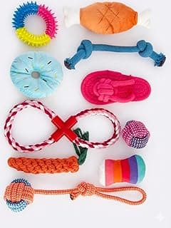 Kit de Brinquedos para Pets com 10 Unidades, Cordas e Pelúcias Resistentes com Apito