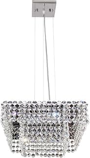 Pendente Milano Quadrado 6 Luzes LLUM Bronzearte Milano Bivolt Transparente