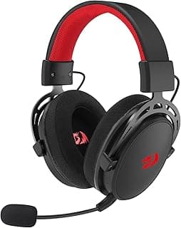 Headset gamer Redragon Cragblade Pro preto sem fio com microfone
