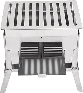 Luocute Fogão a Lenha Portátil, Churrasqueira de Aço Inoxidável Dobrável Com 3 Modos de Cozimento para Acampamento Ao Ar Livre, Mochila, Piquenique, Utilização Não Autorizada (21 * 13 * 19cm)