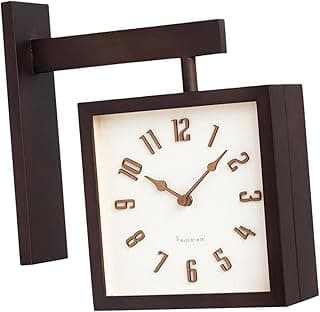 Relógio de parede de canto, relógio decorativo de dupla face para quarto de hotel ou residência, Marrom Escuro