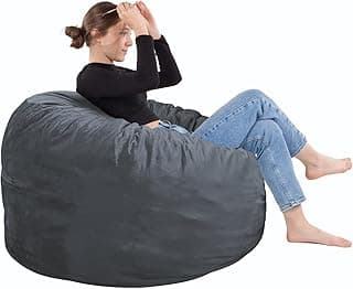 Cadeira Bean Bag de 1,5 m, preenchida com espuma de memória, capa de veludo removível, cadeiras de pufe para adultos e adolescentes, poltrona redonda para sala de estar, quarto e sala de