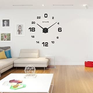 Relógio de Parede DIY 3D Moderno Grande com Efeito Espelho Vidro Acrílico para Decoração Sala Estar Residencial