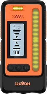 Receptor de nível a laser DOVOH DR1, laranja e preto, visor LCD, LEDs laterais amarelos, marca DOVOH