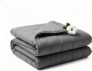 RJOP Cobertor pesado (152 x 203 cm, 9 kg, tamanho Queen), cobertor pesado para adultos com algodão confortável premium e contas de vidro natural, lavável na máquina, cinza escuro