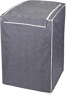 Capa impermeável para máquina de lavar com design floral, proteção UV, cinza