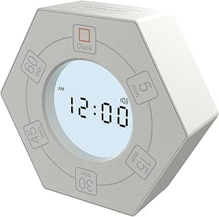 Relógio de produtividade hexagonal branco com temporizador Pomodoro