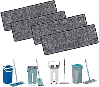 Kit Refis Esfregão Mop Flat 4 Peças Microfibra Lavável com Acessórios de Limpeza