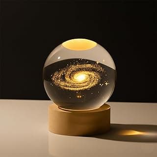 Luminária de Mesa Led Bola de Cristal 3D Abajur para Quarto Escritório Decoração Presente Astronauta Saturno Galaxia Lua Sistema Solar