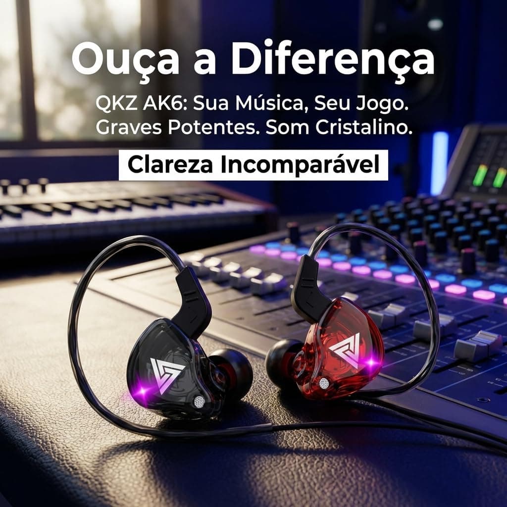 Fone de Ouvido QKZ AK6 Intra-Auricular, Driver Dinâmico de 10mm, Graves Potentes e Cabo Fixo – Perfeito para Músicos e Gamers AlverSun (PRETO)