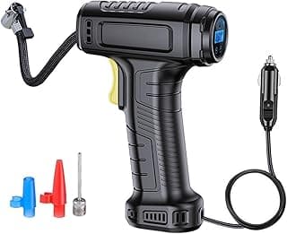 Compressor de ar elétrico portátil 12V com manômetro analógico e luz LED