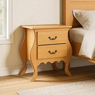 Mesa de Cabeceira Para Quarto 2 Gavetas Madeira Maciça Provençal Gregory B07 Mel - Lyam Decor