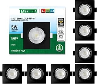 Kit 8 Spot Led Embutir 5W Quadrado Preto Alltop com opções de temperatura de cor