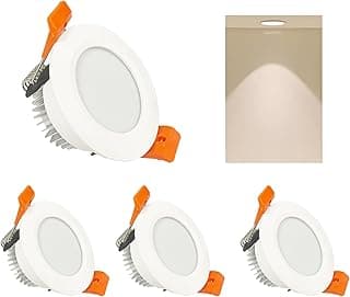 Pacote de 4 lâmpadas de teto LED embutidas de 2 polegadas, branco, alto CRI80+, regulável