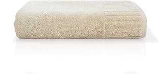 Toalha de banho gigante 85x150cm em velour bege com detalhes texturizados