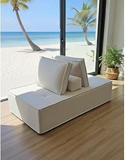 Puff Sofá Ilha 2 em 1 Design Moderno, Assento Versátil e Confortável, Perfeito para Sala, Quarto e Ambientes Residenciais de Espaços Pequenos (Bege)