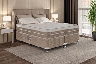 Cama Box Queen Size com Colchão Castor Premium One Face Tecnopedic