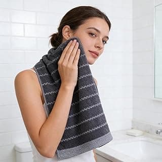 Toalha de banho masculina listrada cinza e branca, secagem rápida, para casa, hotel, academia e piscina.