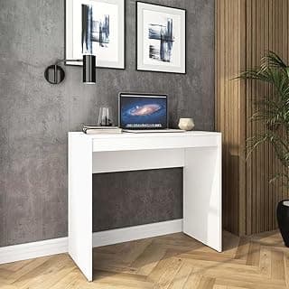 Politorno Móveis Escrivaninha Liberdade Compacta, 85.5x44.5x75.5 cm, Branco, MDP, Acabamento UV TEX, 1 Gaveta com Corrediças Metálicas