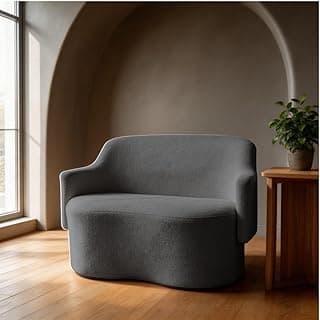 Namoradeira Sofá 2 lugares Organica Decorativa Moderna Elegante Estofada Redonda Design Minimalista Sala Estar Recepção Escritório Confortável (CINZA)