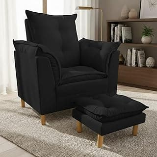 Poltrona Amamentação com Puff - Conforto, Leitura e Descanso (Preto)