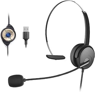 Fone de ouvido USB preto com microfone em forma de Y e controle de volume no cabo