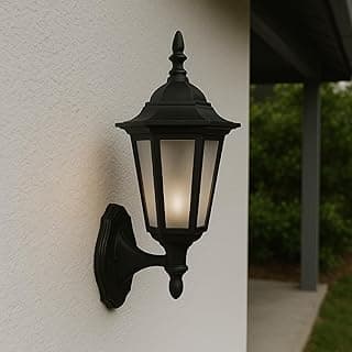 Luminária arandela preta vintage para parede externa, iluminação suave, design rústico