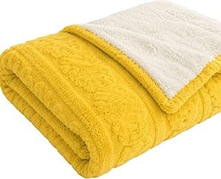 Cobertor Sherpa Casal Jacquard Dupla Face 2,20x1,80m Manta Grossa Macia Quentinha (Amarelo)