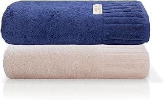 Toalhas de banho gigantes em velour azul marinho e rosa claro, 85cm x 150cm, super macias, 100% algodão.