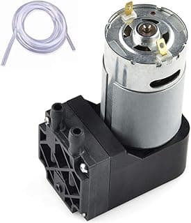 Bomba de vácuo 12V Mini com diafragma e compressor de ar em cinza e preto com tubo de silicone