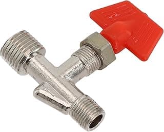 Válvula de compressor de ar com rosca macho e alavanca vermelha para controle de fluxo