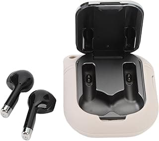 Fones de ouvido estilo relógio aberto com compartimento de carregamento e fones pretos