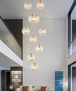 Luminária pendente minimalista com 15 lâmpadas de vidro para sala de estar