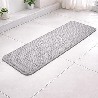 Tapete passadeira cinza 45x120 cm com fitas antiderrapantes para cozinha e corredor