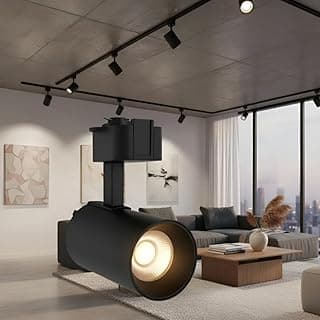 Kit Trilho Eletrificado 2m+6 Spots LED 10w Preto Luz Quente Luminaria Bivolt