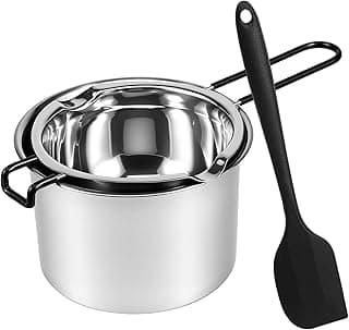 Panela de Aço Inoxidável para Banho-maria, Conjunto de Panela Dupla com Espátula de Silicone para Derreter Chocolate, Doces, Sabonete, Cera, Velas