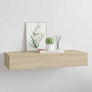 Prateleira de gaveta montada na parede - Armário flutuante cinza concreto de 60 x 23,5 x 10 cm - Rack de armazenamento elegante para sala de estar e quarto - Unidade moderna de exibição de parede