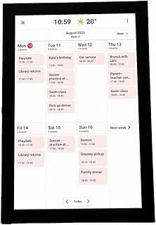 Calendário digital inteligente com tela sensível ao toque de 10,1 polegadas mostrando agenda de família
