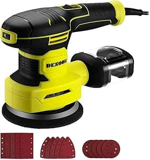 Desoon Lixadeira Orbital Elétrica Multiuso 3 em 1 350W 220V Com Substituível Redonda Cuadrada En Forma De Rata 7000-13000 Rpm 6 Velocidades Coletor De Pó